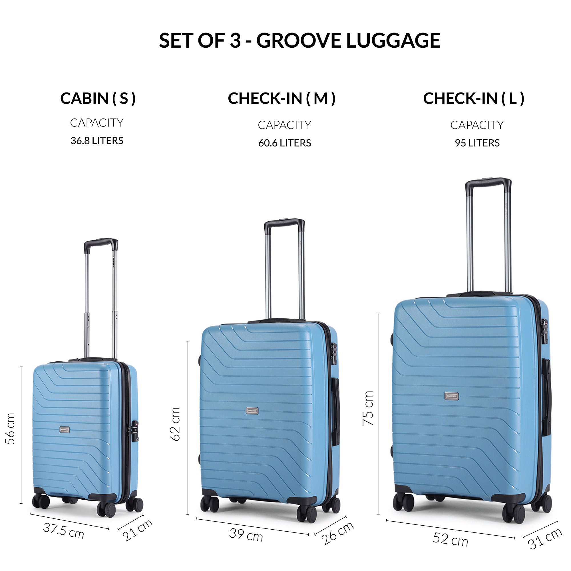 GROOVE LUGGAGE SET OF 3 - S+M+L