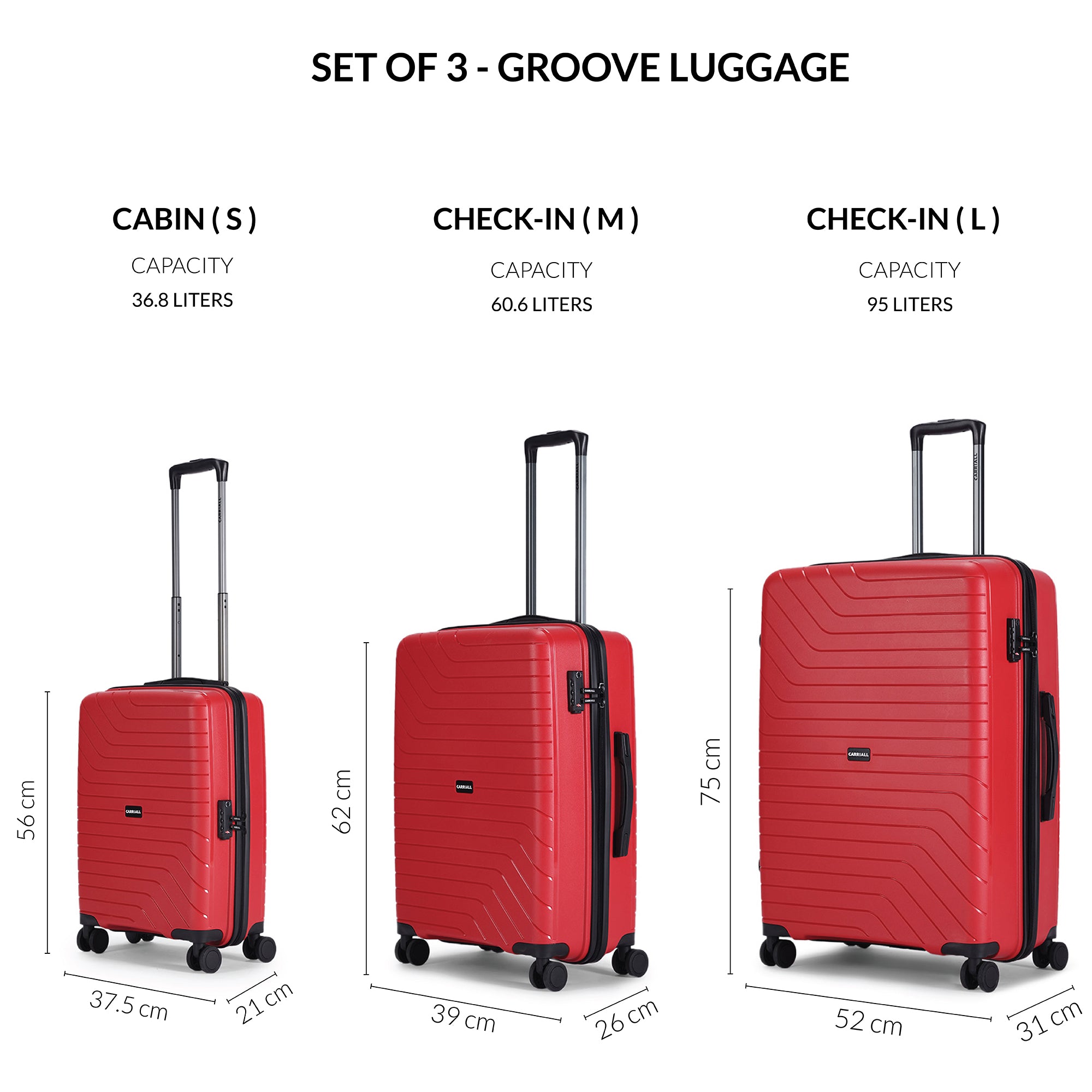 GROOVE LUGGAGE SET OF 3 - S+M+L