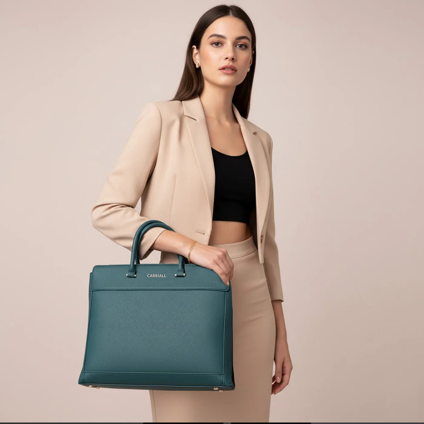 carriall teal-colored handbag for office and everyday styling