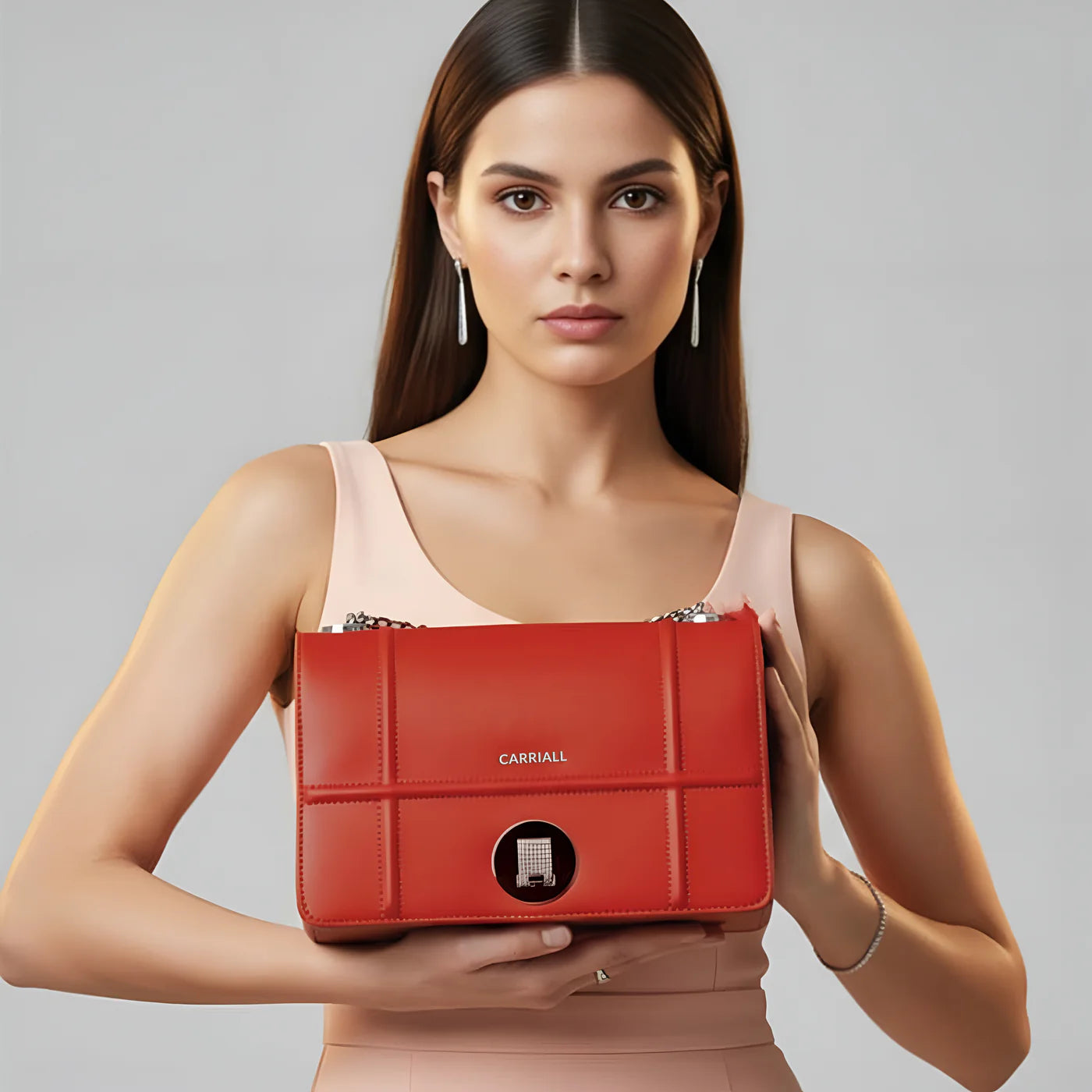 Fable Shoulder Bag, orange everyday shoulder bag with chic chain strap by Carriall