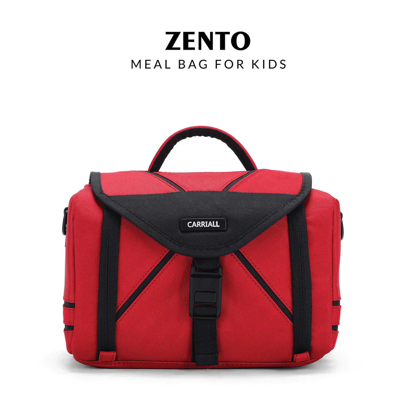 Zento Kids Lunch Bag, red black durable food carrier with premium fabric by Carriall