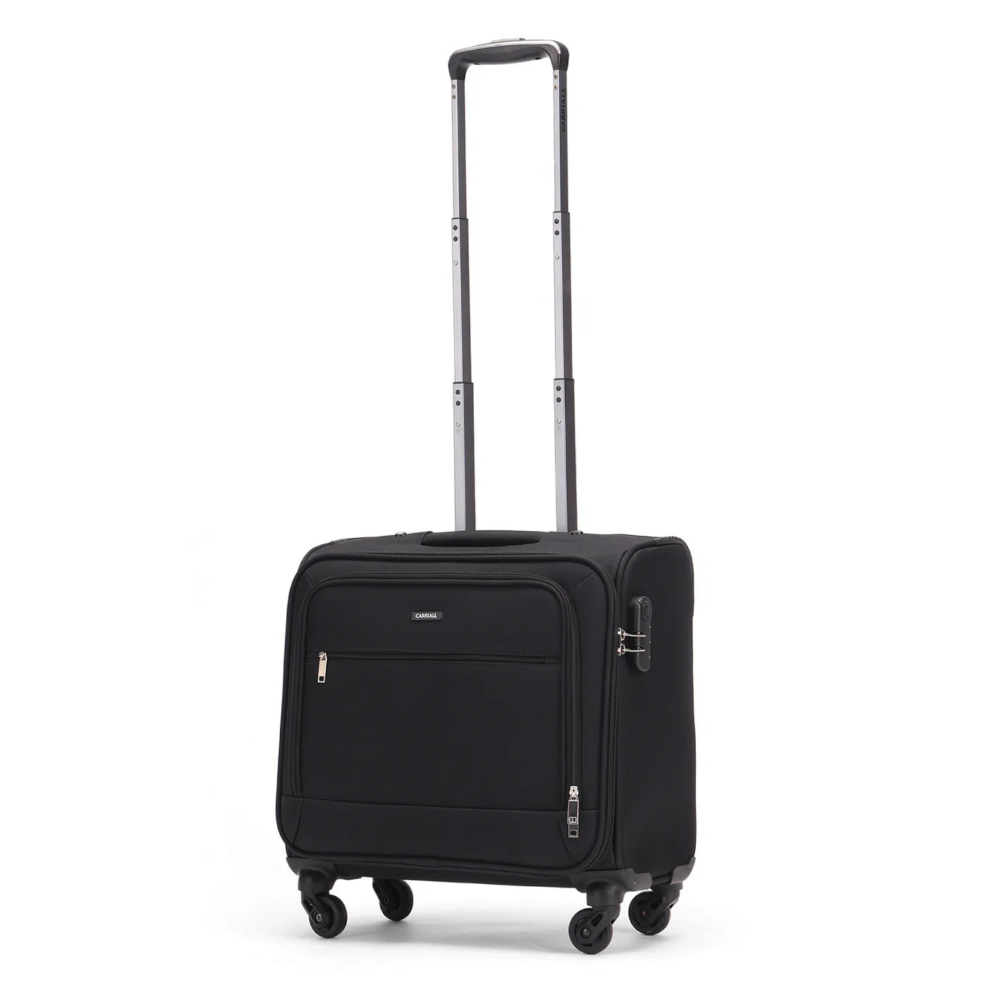 Flight Overnighter Cabin Luggage, black carry-on suitcase with 360° wheels by Carriall