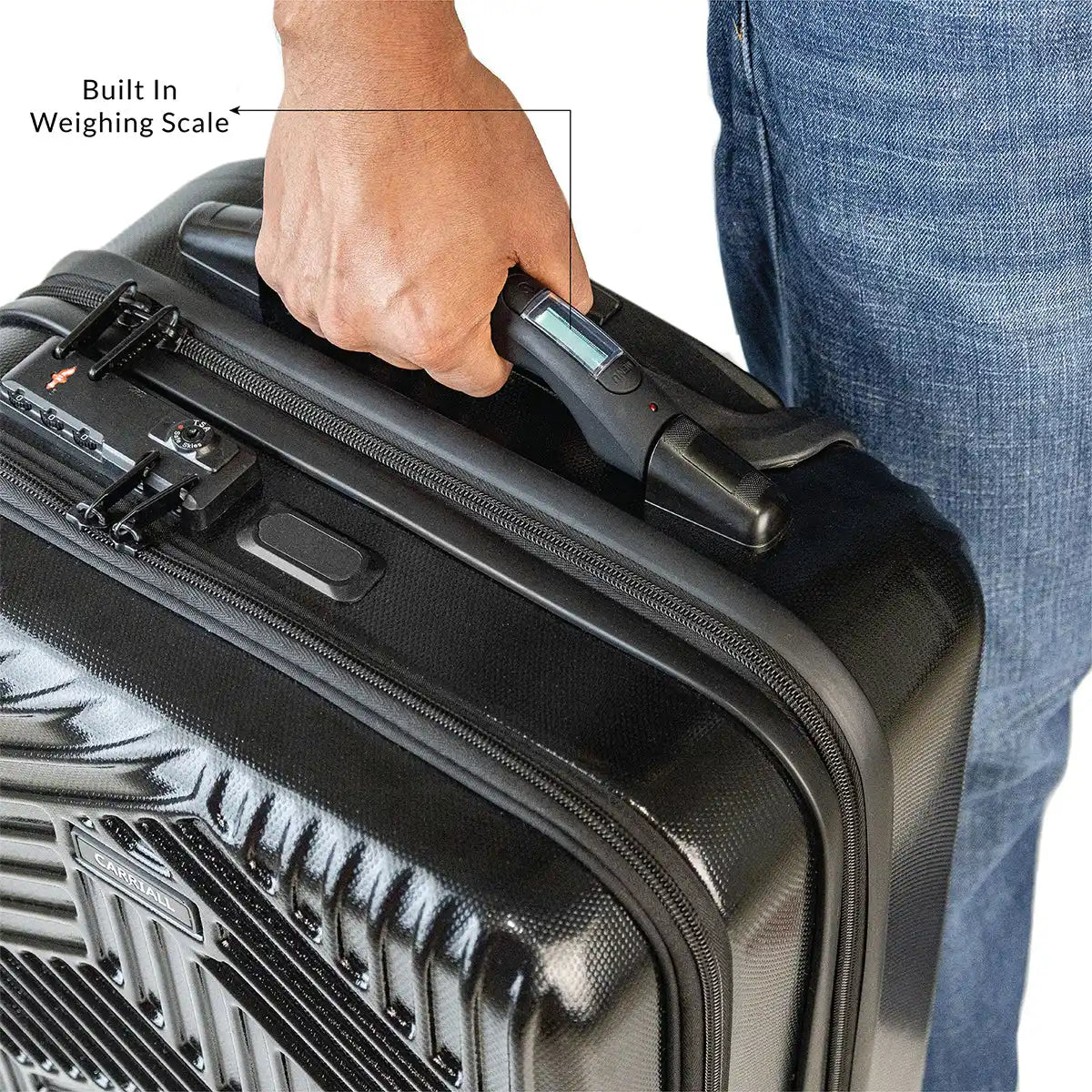 Trail Smart Luggage, digital scale suitcase for avoiding overweight baggage fees by Carriall
