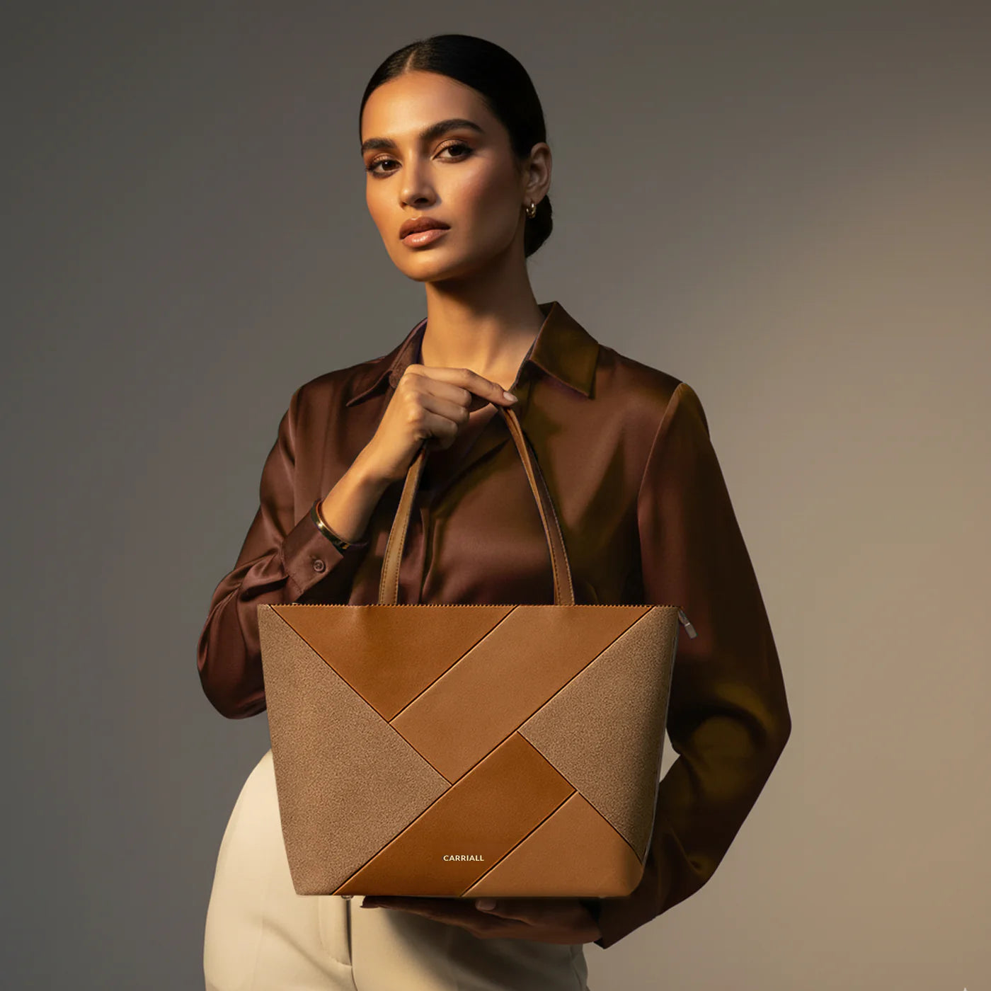 carriall Estelle brown tote bag for women with elegant structured design