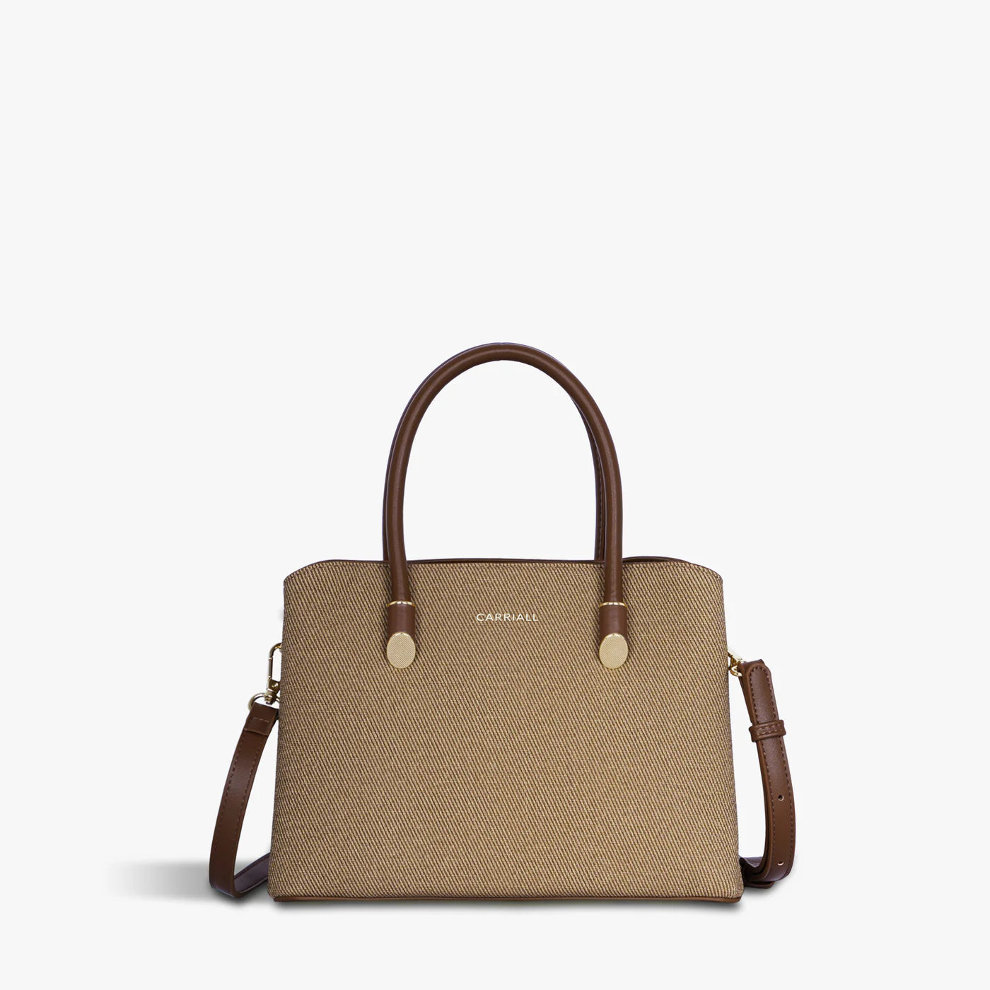structured tote with textured finish and curved silhouette