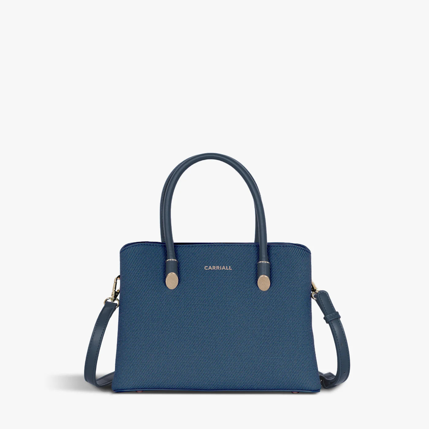 deep navy structured tote with refined minimalist detailing