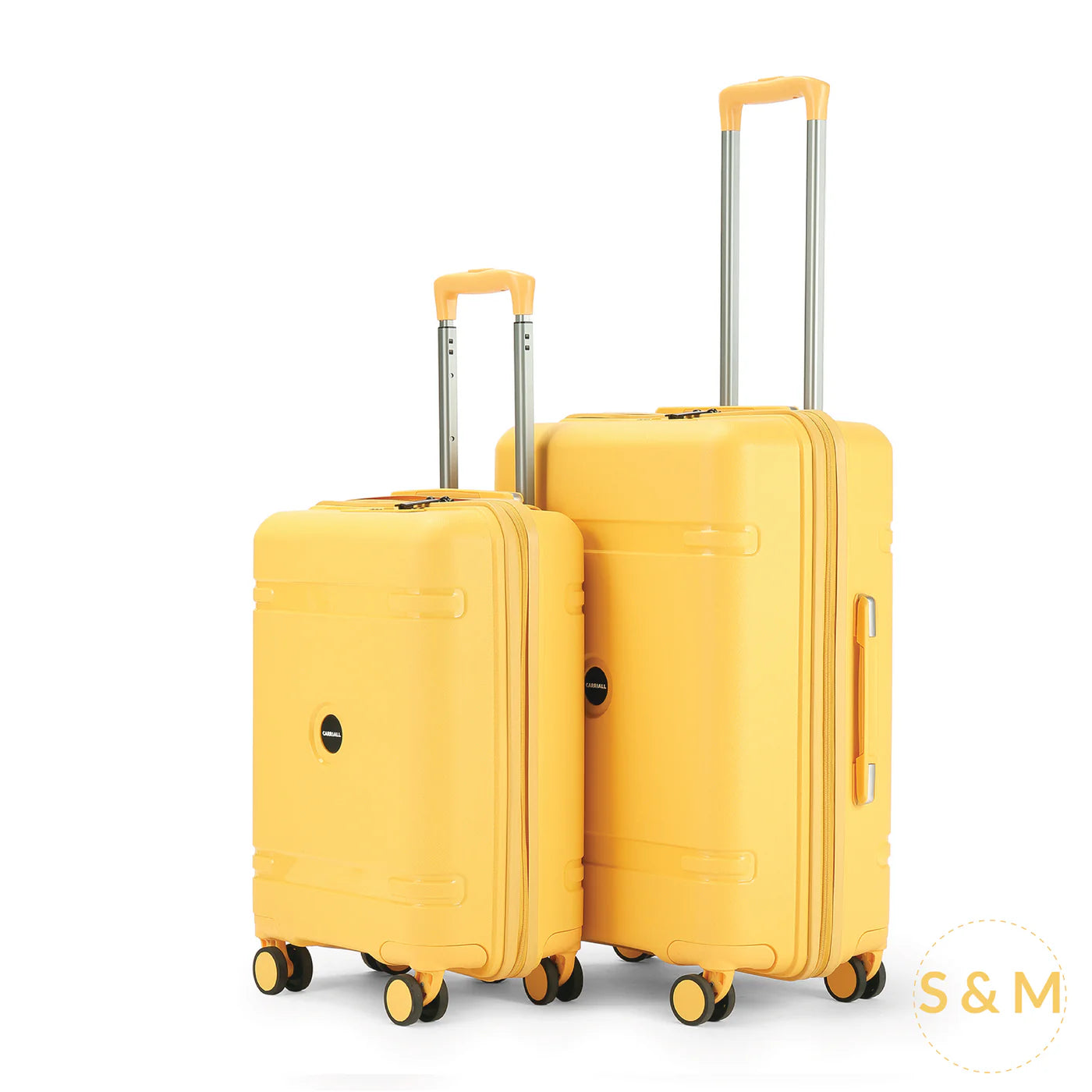 Drift Luggage Set of 2, yellow cabin and medium trolley suitcase combo by Carriall