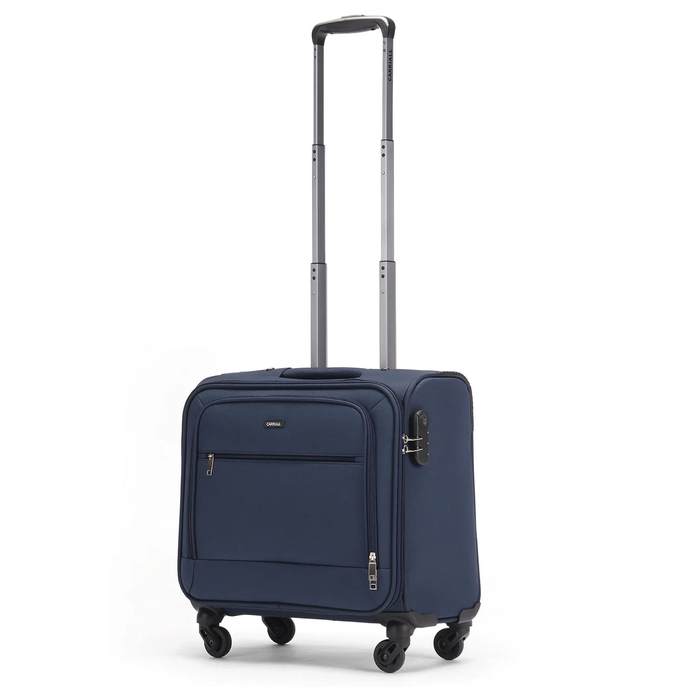 Flight Overnighter Cabin Luggage, blue compact trolley suitcase for short travel by Carriall