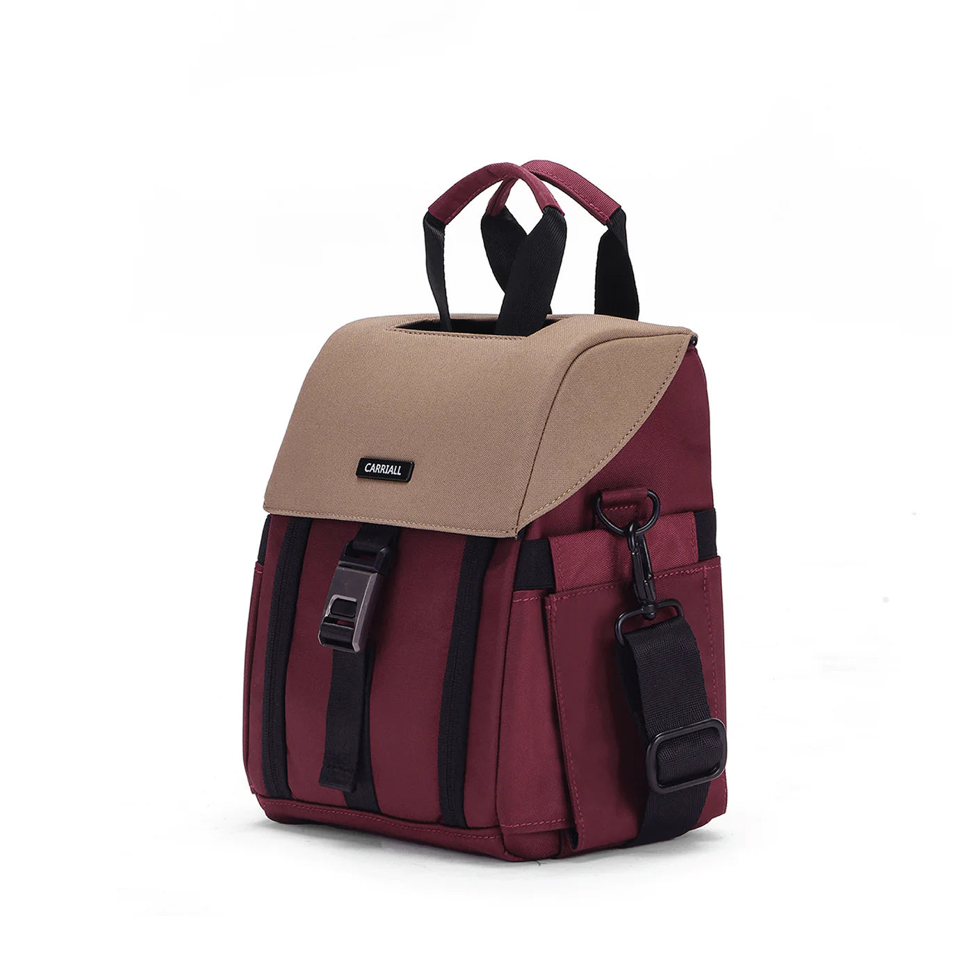 Nova Premium Lunch Bag, maroon food organiser with easy-clean polyester fabric by Carriall