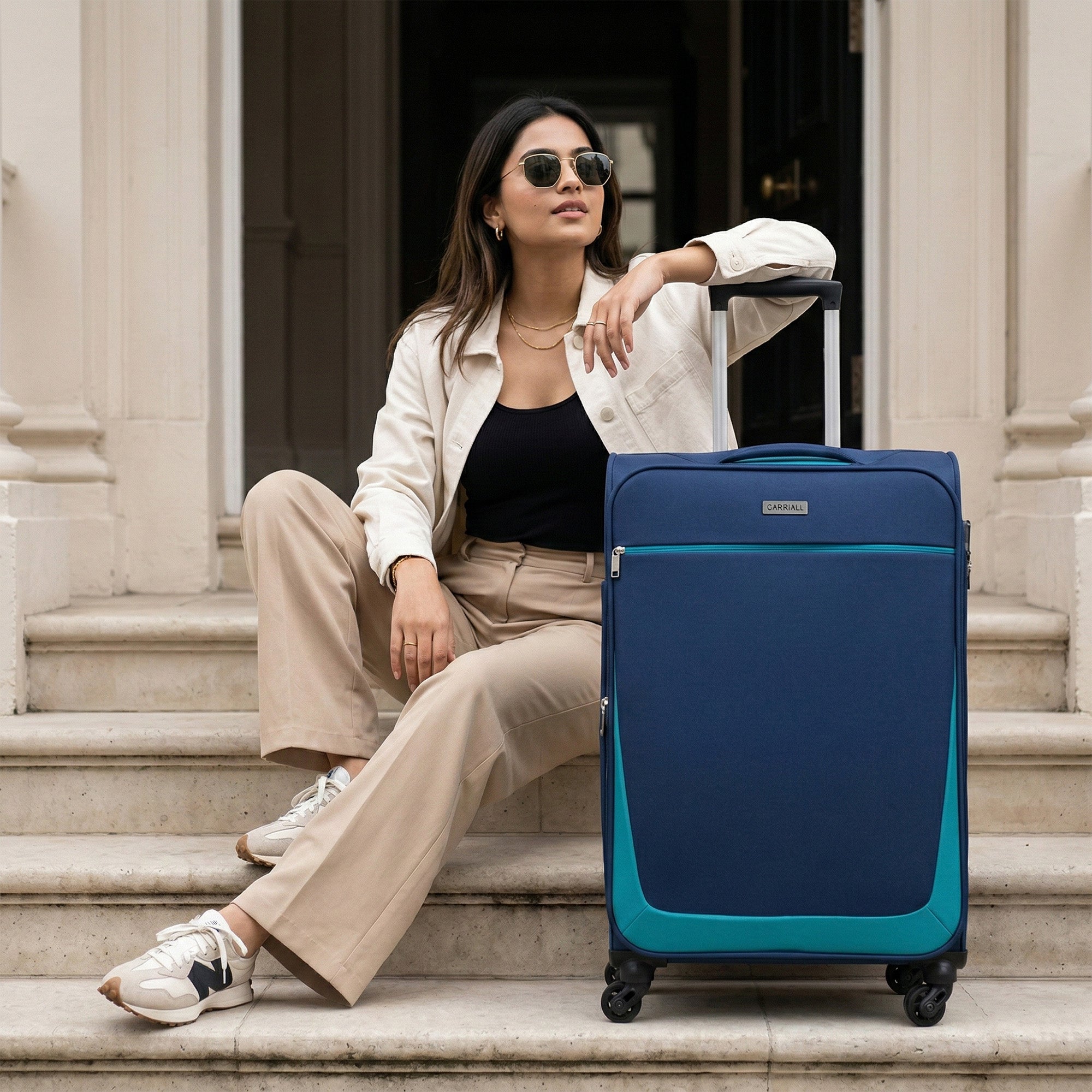 Sharp Medium Luggage, spacious trolley bag with expandable storage layout