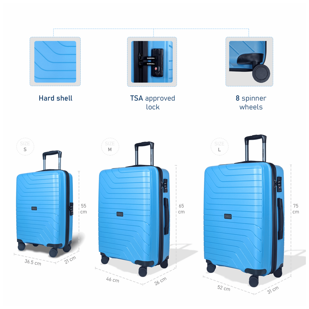 Groove Luggage set of 3 Trolley luggage Travel in style